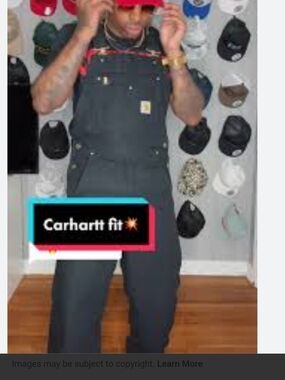 Carhartt New Men's Black Cargo Bib Style Size Large " 40  Waist 36 Length "